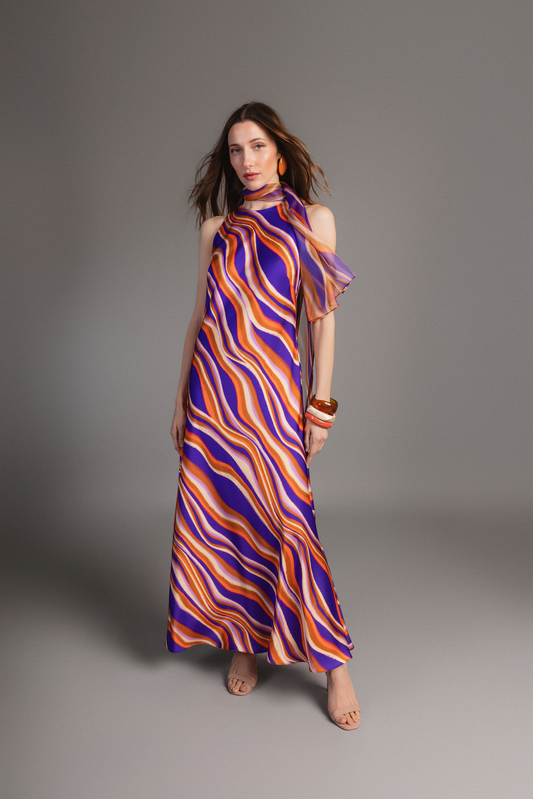 VESTIDO AMUNET MAS CHLL ONDAS VIOLETAS